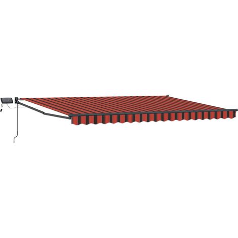 Manuelle Gelenkarmmarkise mit LEDs Orange und Braun 4 x 3 m