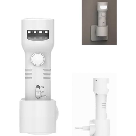 Veilleuse et lampe torche LED 2 en 1 avec détecteur de mouvement - se branche sur une prise murale - s'allume automatiquement en cas de coupure de courant (1/5)