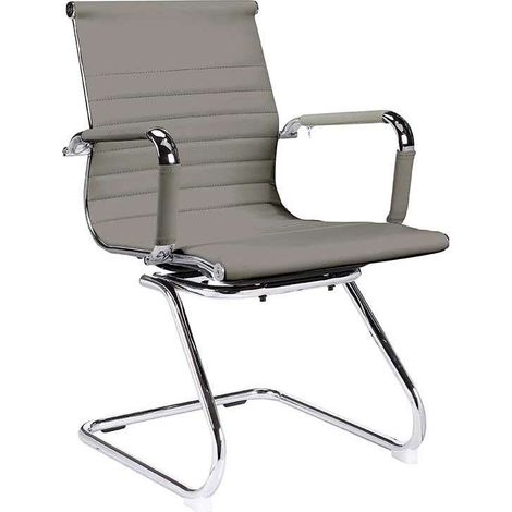 Pack de dos sillas confidente tapizado en piel sintetica gris, 57 cm(ancho) 90 cm(altura) 61 cm(fondo) (1/2)