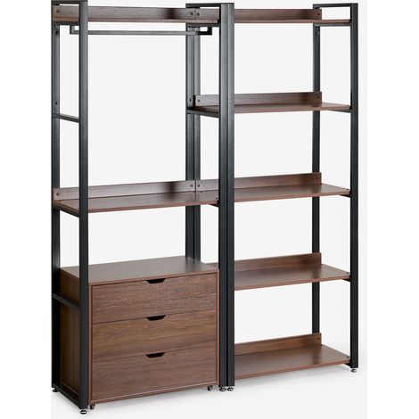 Armario Modular Abierto de 2 Piezas con Cajones y Estantería en Acero y Madera Ariaster SKLUM             