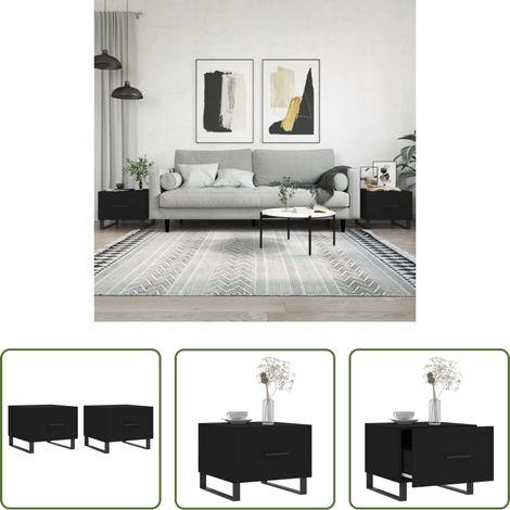 Bois d'ingénierie -  Tables basses 2 pcs noir 50x50x40 cm bois d'ingénierie (1/5)