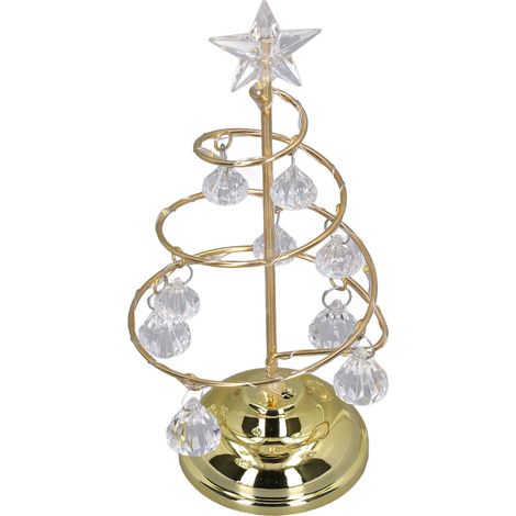 Lampe de Noël LED pour sapin, petite lampe décorative en cristal et fer, veilleuse idéale pour offrir, lumière dorée chaude (1/5)