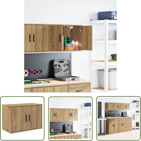 vidaXL Garagen-Wandschrank Artisan-Eiche Holzwerkstoff (1/5)