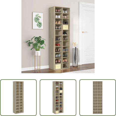vidaXL Schuhregal - Schuhschrank Sonoma-Eiche 54x34x183 cm Holzwerkstoff (1/5)