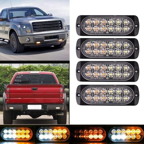 Ricoy Superhelle Warnleuchte in Amber + Weiß mit 12 LEDs (12-24 V) für Pkw und Lkw (1/5)