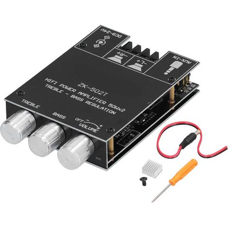 Module de carte amplificateur de puissance Bluetooth stéréo double canal avec contrôle des basses aigus ZK-502T (1/5)