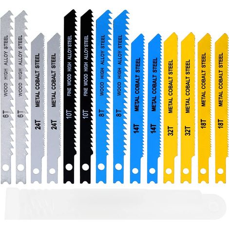 14 Pieces Jigsaw Blades with U Shank Laminated Wood 7 Sword Pattern Jigsaw Blade Set for Particleboard, Plywood (1/5)