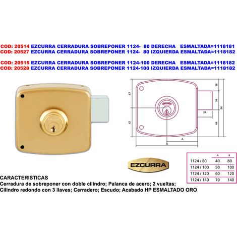 ezcurra cerradura sobreponer 1124-  80 derecha esmaltada 1118181