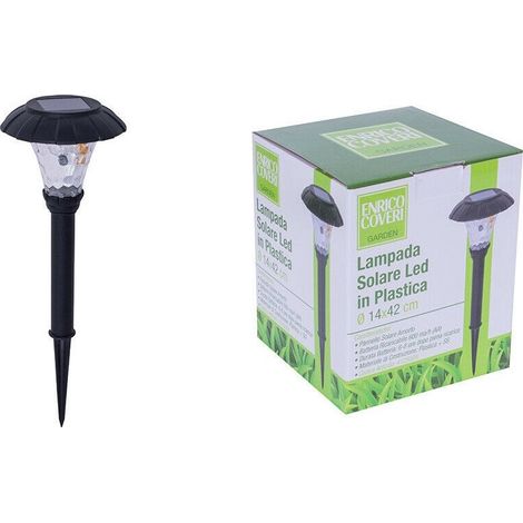 TRADE SHOP - Set 18pz Lampada Solare Led In Plastica Picchetto Giardino Nera 14x42cm 4125004 - (1/2)