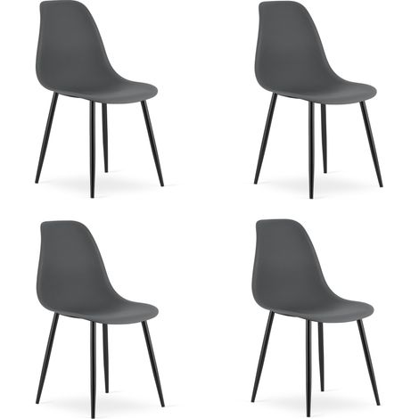 Silla WAT gris oscuro / patas negras x 4 (1/5)
