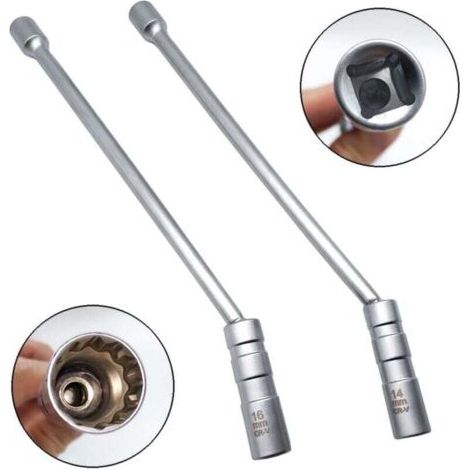 Pair 14 mm/16 mm verlängerter magnetischer Zündkerzenschlüssel, 3/8\"-Zwölfkant-Universal-Flexibler Zündkerzenschlüssel, Zündkerzensteckschlüssel, Zündkerzenausbauwerkzeug