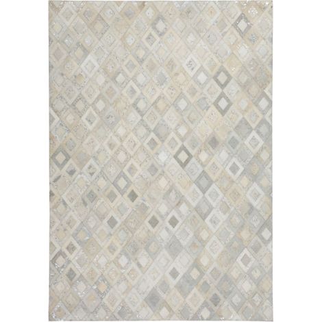 Tapis en Cuir Effet Métallique "Spark" Gris & Argent 80 x 150 cm (1/4)