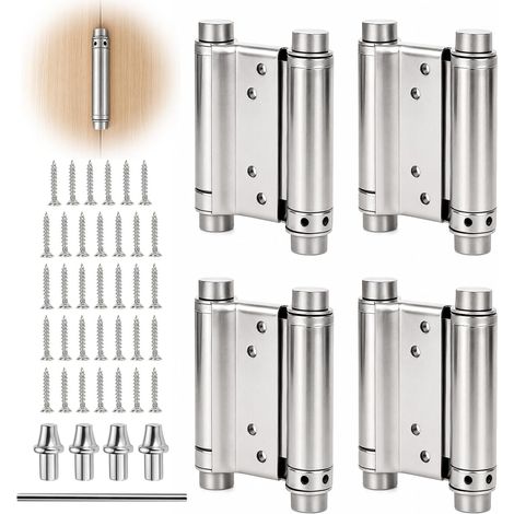 Lot de 4 charnières de porte battante en acier inoxydable - 120 mm - Ouverture des deux côtés - Pour portes en bois, porte à lamelles, porte de jardin, porte de salon (1/5)