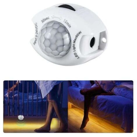 DC 5V/24V Motion Sensor, Light Switch with PIR Auto Timer, Light Bar Not Included (1/4)