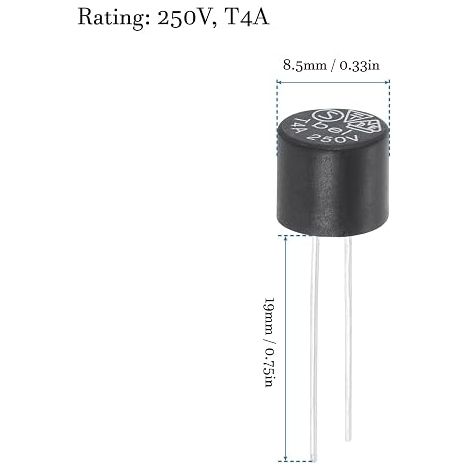 QUARKZMAN Fusible Miniature T4A 4A 250V à Soufflage Lent Noir (1/3)