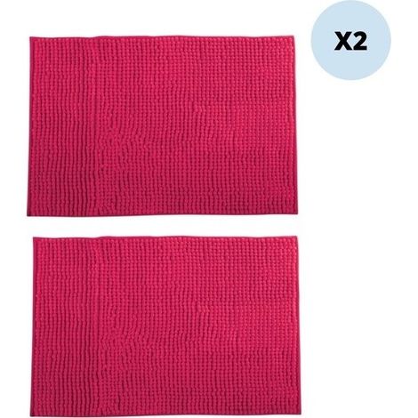 Lot de 2 tapis de bain CHENILLE 40x60cm Fuschia MSV (1/3)