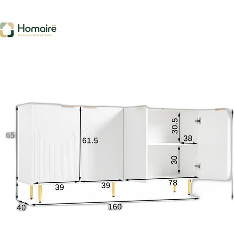 Flur- Garderobenschrank weiß aus MDF 160 x 40 x 80 cm HOMAIRE (1/5)