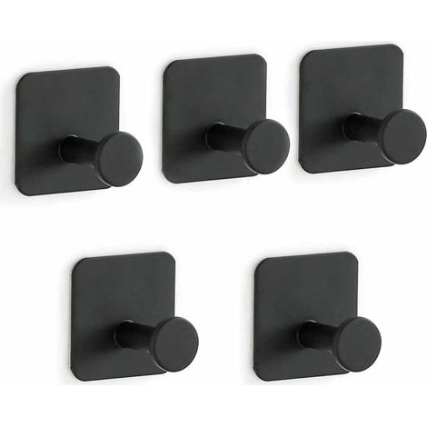 5PCS-Crochets Auto-adhésifs Acier Inoxydable Robuste Crochet à Serviette Pas de Perçage Solide Coller sur Mur Crochets pour Cuisine Salle de Bain Accueil Porte Manteau Clé Peignoir