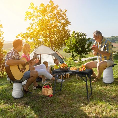 Ensemble de Table et 2 Tabourets Pliants Extérieur Tabouret LED Rétractables avec 3 Effets de Lumière pour Camping Pêche Noir Maison Chic (1/4)