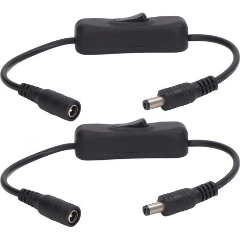 Lot de 2 câbles d'alimentation CC de 29,2 cm (11,5 pouces), 12 V CC avec interrupteur, connecteurs mâle et femelle, pour ruban LED, vidéosurveillance, pompe à eau (1/5)