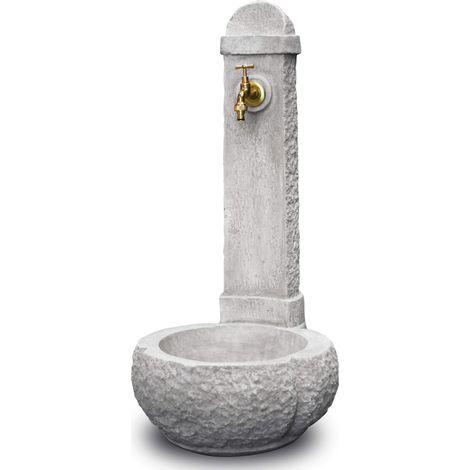 Fontana da Giardino Senza Rubinetto in Cemento Granulato di Marmo Catania Grigio