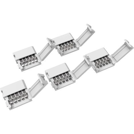 Lot de 5 connecteurs à 5 broches de 12 mm pour bande LED - 5 broches - Sans soudure - 5 pièces - Connecteurs RGBWW - Blanc chaud et blanc froid (1/5)