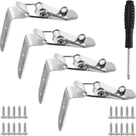 4 pièces fermeture à levier pression, loquet bascule acier inoxydable 90°, verrou ressort pour valise, boîte, armoire, tiroir. (1/5)