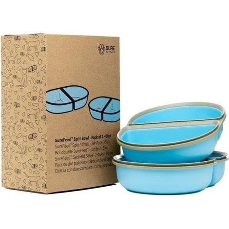 Cuencos dobles de repuesto SUREFLAP SureFeed pack de 2 azul con junta de silicona (1/2)