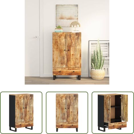 Buffet en bois de manguier - Buffet haut avec tiroir 60x33x100cm bois massif manguier et fer (1/5)
