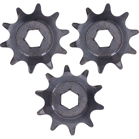 Pignon d'entraînement en acier 3 pièces, pas 8mm, alésage hexagonal 10 dents, kit 5307-4008-0010 (1/5)