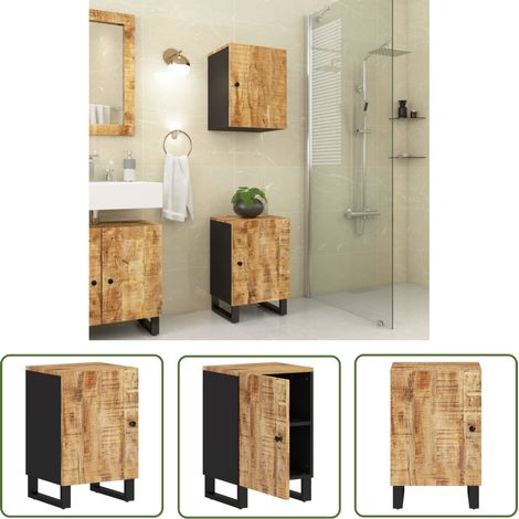 The Living Store Armoire de salle de bain 38x33x58 cm bois massif de manguier - Meuble De Salle De Bain - Armoire De Salle De Bain - Rangement Salle De Bain - Commode Salle De Bain - Bois Massif (1/5)