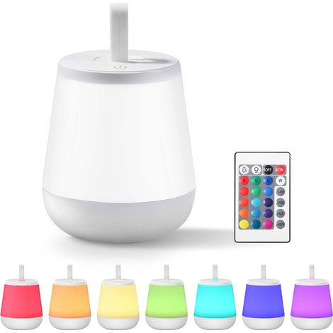(Blanc) Lampe de Chevet Enfant Tactile Veilleuse LED, Rechargeable Veilleuse Bébé Maternité avec 16 Couleurs, Veilleuse Adulte Lampe de Chevet Chambre