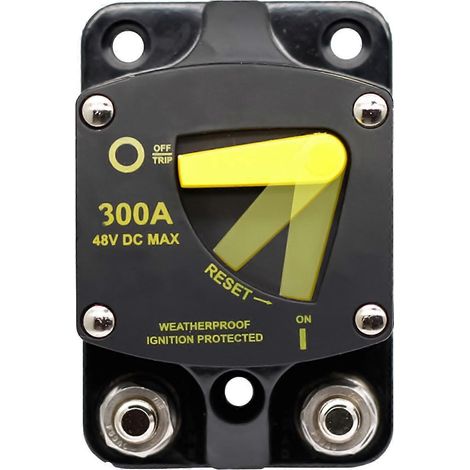 Disjoncteur marin 300 A à réarmement manuel, étanche IP65, 1248 V, compatible avec les systèmes audio de voiture, les véhicules marins et les camping-cars. (1/5)