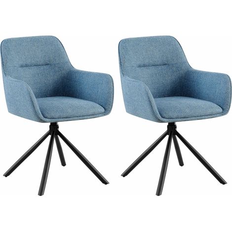 Poltrona girevole moderna e contemporanea in tessuto blu con quattro gambe in metallo nero 100007521