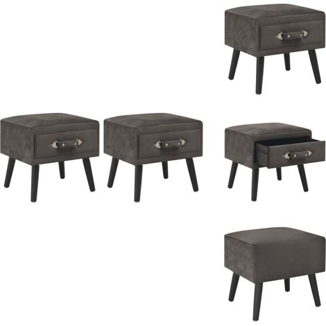 Tables de chevet 2 pcs Gris 40x35x40 cm Velours - Table De Chevet - Meubles De Chambre - Table Nuit - Mobilier Moderne - Meuble En Velours (1/5)