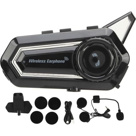 Casque Bluetooth moto étanche mains libres, 1000 mAh, autonomie 30-40 h, kit intercom pour motard, appel et musique (1/5)
