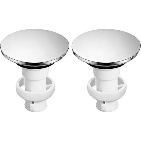 Set aus 2 Druckablaufstopfen und einziehbaren Dichtungen für Badezimmerwaschbecken, polierte Chromoberfläche, Referenz 35338-06XX (Referenz 972098A). (1/5)