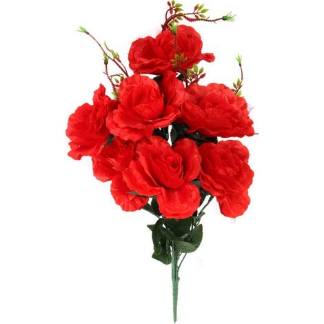 Bouquet di 7 rose artificiali rosse, 70 cm (1/3)