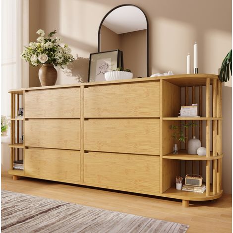Mueble aparador con cajones y estantes estilo retro OKMYHOME (1/5)