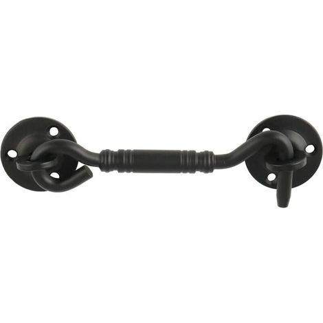 Hakenfensterriegel für Kabinentür, 110 mm lang, mattschwarzer Edelstahl, (1/5)