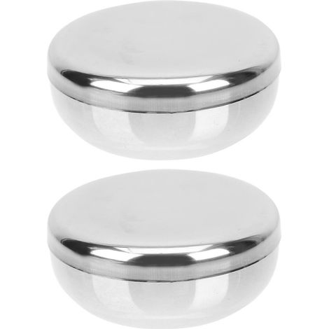 2 ensembles de bols à riz coréens traditionnels en acier inoxydable cuits à la vapeur-10x10cm-Silver (1/3)