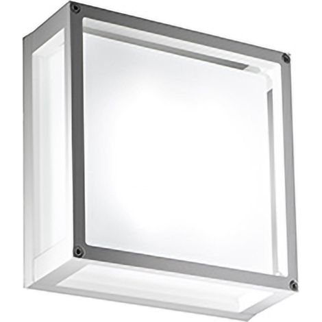 Home Lampada da Parete e Soffitto 25x25 cm in Alluminio Bianco Opaco con Diffusore in Vetro Satinato Attacco E27 per Interni ed Esterni IP54