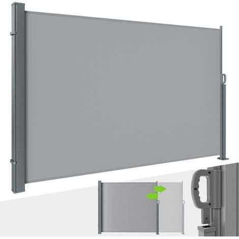 Jiubiaz Auvent Latéral Rétractable, Paravent extérieur 160x300cm Brise-vue de Jardin, Écran de Protection, Écran de Balcon Terrasse Gris (1/5)