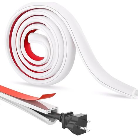 Canale portacavi, copricavo flessibile in PVC, autoadesivo, copricavo semicircolare, copricavo per parete, pavimento, battiscopa, TV e copricavo elettrico (1/5)