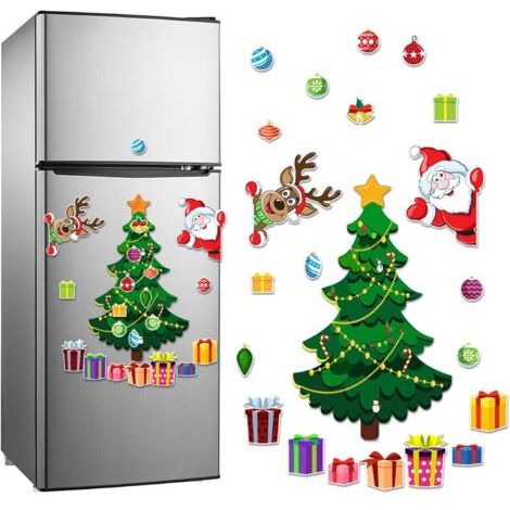 Sapin de Noël magnétique pour réfrigérateur, aimants de Noël, autocollants magnétiques décoratifs, porte en métal (A) (1/4)