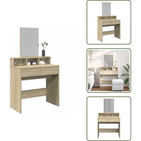 Schminktisch mit Spiegel Sonoma-Eiche 80x41x144,5 cm - Schminktisch - Kosmetikschrank - Schreibtisch - Badezimmermöbel - Sonoma-Eiche (1/5)