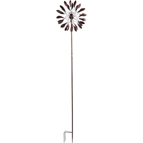 Girouette de jardin à double couche avec ampoule solaire, moulin à vent en métal pour la décoration extérieure de terrasse et de pelouse (1/5)