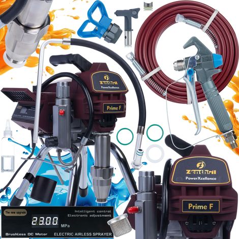 Zenthril Prime F Farbspritzgerät – 2800 W, 200 bar, 4 l/min, 0,035" Düse  LCD & ZenControl  Brushless-Motor  Für Wand-, Decken- & Fassadenfarben  Airless Spritzgerät
