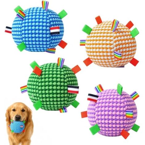 Balle à clochette pour chien, lot de 4, résistante. (1/5)