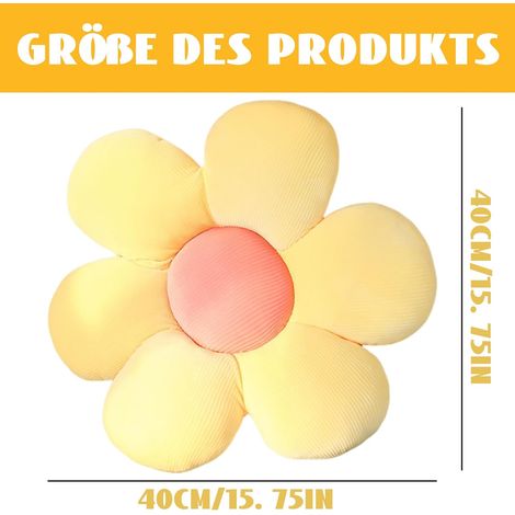 Coussin de sol fleuri JeiibrZui - 40 x 40 cm - 1 pièce - Blanc et rose - Coussin d'assise doux et moelleux pour salon, chambre, voiture, chambre (1/5)